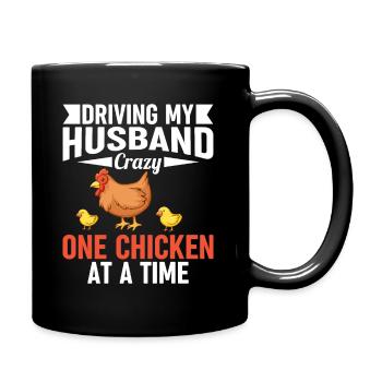 Funny Chicken Saying For Farmers Farmer - Full Colour Mug - black - Right
