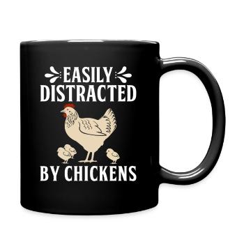Facilement distrait par les poulets - Poulet - Mug uni - noir - Droite