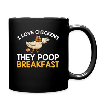 J’adore les poulets tu fais caca petit déjeuner drôle poulet - Mug uni - noir - Droite