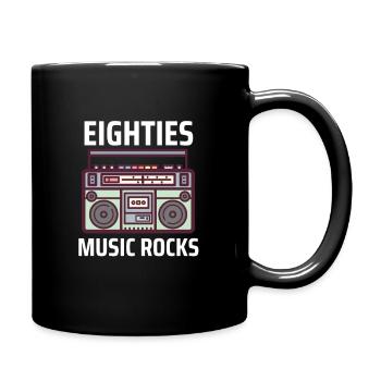 Cute Vintage Eighties Music Rocks Funny Retro Band - Full Colour Mug - black - Right