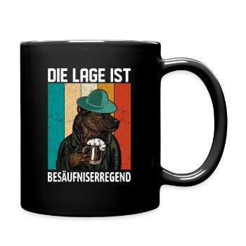 Die Lage ist Besäufniserregend Bier lustig - Tasse einfarbig - Schwarz - Rechts