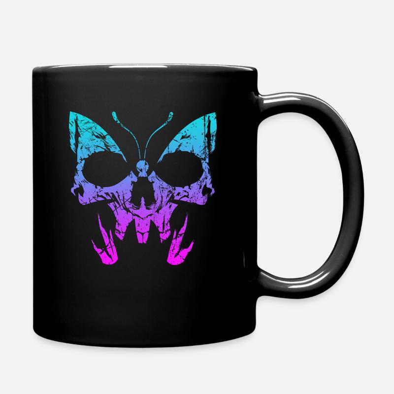Squelette d’os du crâne de papillon gothique - Mug uni - noir