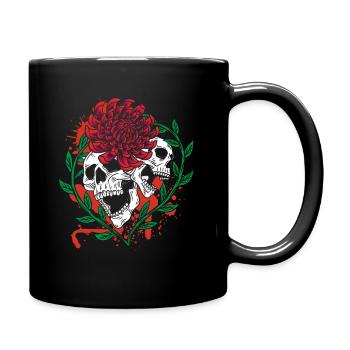Skull Head and Scarf Gothic Bones Aesthetic Dark - Full Colour Mug - black - Right