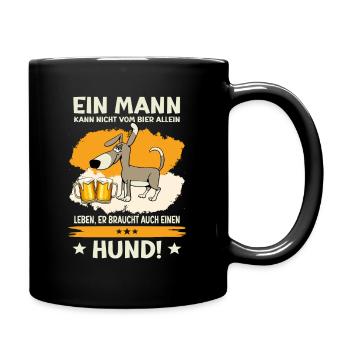 Lustiger Bier und Hundespruch für Herrchen - Tasse einfarbig - Schwarz - Rechts