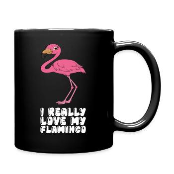 Drôles de graphismes flamants roses - Mug uni - noir - Droite
