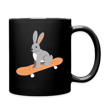 Hase Skater Kaninchen Skateboard Hasenliebhaber Ge - Tasse einfarbig - Schwarz - Rechts