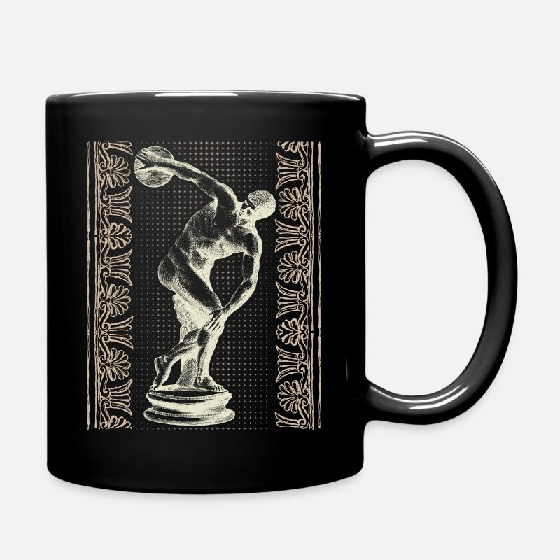 Greece, discus thrower, Greek meander - Full Colour Mug - black