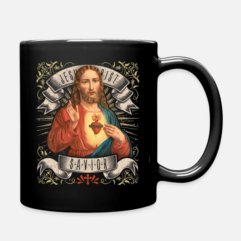Jésus vintage, Jésus-Christ, Sacré-Cœur - Mug uni - noir