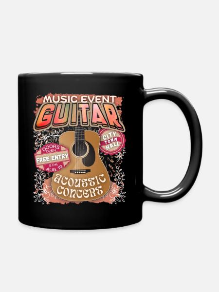 Akustische Gitarre, Gitarrenspieler Konzert Plakat - Tasse einfarbig - Schwarz