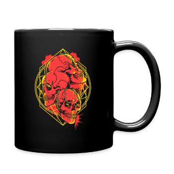 Skull Head and Scarf Gothic Bones Aesthetic Dark - Full Colour Mug - black - Right