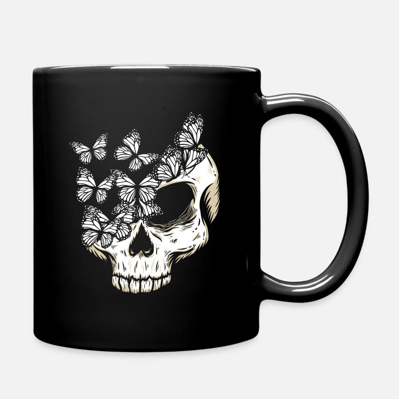 Gothic Schmetterling Totenkopf Knochen Skelett - Tasse einfarbig - Schwarz