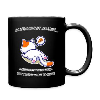 Monday's cat wants pizza - Full Colour Mug - black - Right