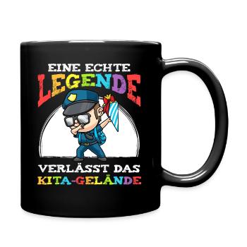 Schulkind Einschulung Polizei - Tasse einfarbig - Schwarz - Rechts