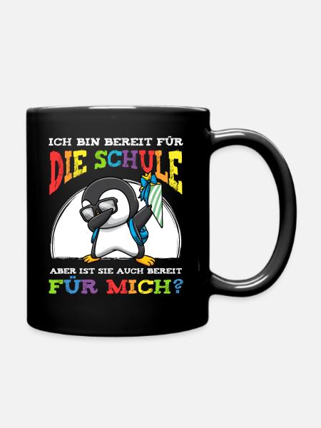 Schulkind Einschulung Pinguin - Tasse einfarbig - Schwarz