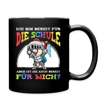 Schulkind Einschulung Ritter - Tasse einfarbig - Schwarz - Rechts