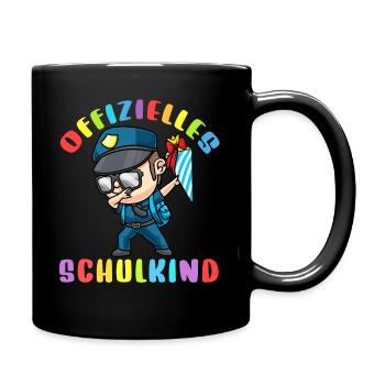 Schulkind Einschulung Polizei - Tasse einfarbig - Schwarz - Rechts