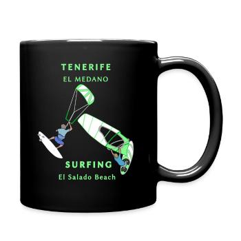 Windsurfer Kitesurfer Teneriffa El Medano grün - Tasse einfarbig - Schwarz - Rechts