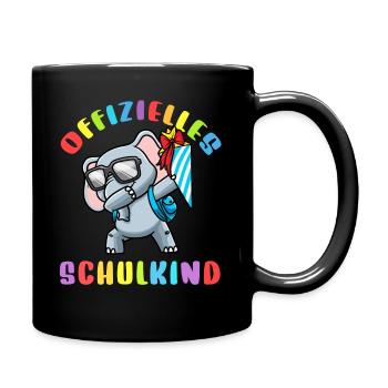 Schulkind Einschulung Elefant - Tasse einfarbig - Schwarz - Rechts