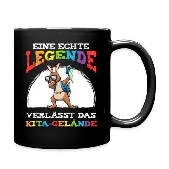 Schulkind Einschulung Känguru - Tasse einfarbig - Schwarz - Rechts