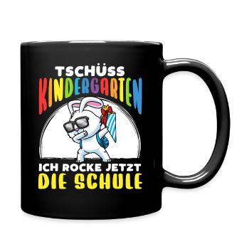 Schulkind Einschulung Hase - Tasse einfarbig - Schwarz - Rechts
