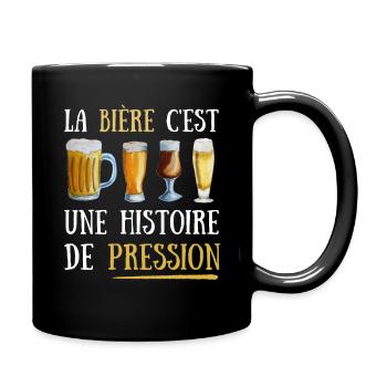 La bière c'est une histoire de pression - Mug uni - noir - Droite