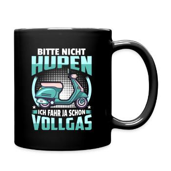 Bitte Nicht Hupen Vollgas Motorroller Roller - Tasse einfarbig - Schwarz - Rechts