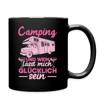 Camping Und Wein Lässt Mich Glücklich Sein Frauen - Tasse einfarbig - Schwarz - Rechts
