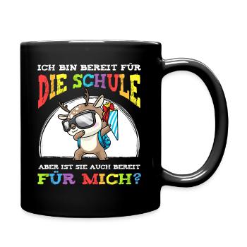 Schulkind Einschulung Reh - Tasse einfarbig - Schwarz - Rechts