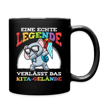 Schulkind Einschulung Elefant - Tasse einfarbig - Schwarz - Rechts