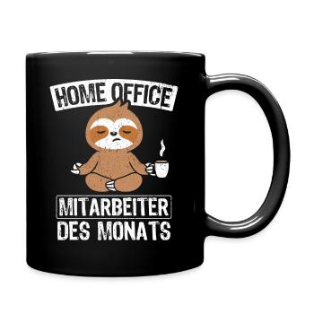Home Office Mitarbeiter des Monats Faultier Homeof - Tasse einfarbig - Schwarz - Rechts
