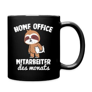 Home Office Mitarbeiter des Monats Faultier Homeof - Tasse einfarbig - Schwarz - Rechts