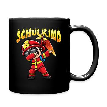 Schulkind Einschulung Feuerwehr - Tasse einfarbig - Schwarz - Rechts