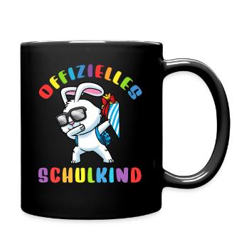 Schulkind Einschulung Hase - Tasse einfarbig - Schwarz - Rechts