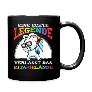 Schulkind Einschulung Hase - Tasse einfarbig - Schwarz - Rechts
