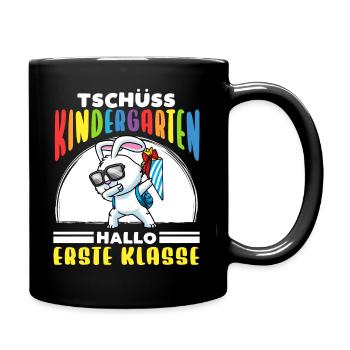 Schulkind Einschulung Hase - Tasse einfarbig - Schwarz - Rechts