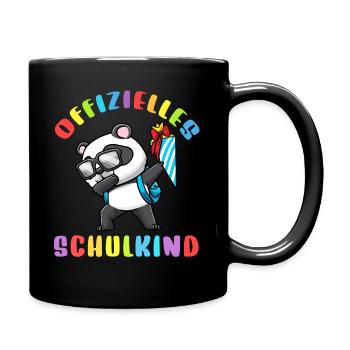 Schulkind Einschulung Panda - Tasse einfarbig - Schwarz - Rechts