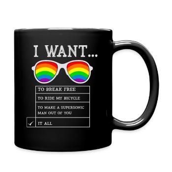 I Want To Break Free Ride My Bicycle - Tasse einfarbig - Schwarz - Rechts