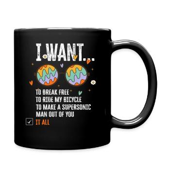 I Want To Break Free Ride My Bicycle - Full Colour Mug - black - Right