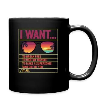 I Want To Break Free Ride My Bicycle - Full Colour Mug - black - Right
