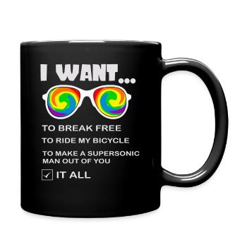 I Want To Break Free Ride My Bicycle - Tasse einfarbig - Schwarz - Rechts