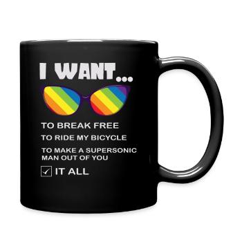 I Want To Break Free Ride My Bicycle - Tasse einfarbig - Schwarz - Rechts