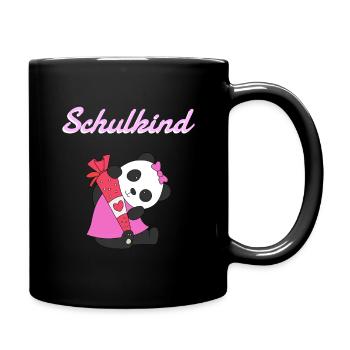 Schulkind Panda Mädchen Einschulung 1.Klasse - Tasse einfarbig - Schwarz - Rechts