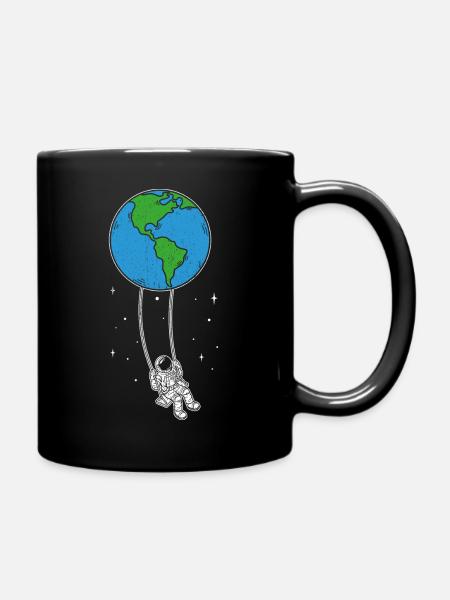Astronaut Schaukel Erde Weltraum Kinder Astronaute - Tasse einfarbig - Schwarz