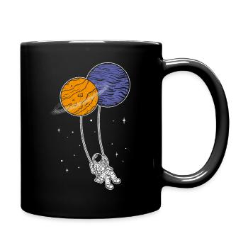Astronaut Schaukel Planeten Weltraum Kinder Astron - Tasse einfarbig - Schwarz - Rechts