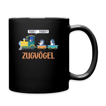 Pinguin Wortspiel Zugvögel Lustiger Spruch Zug - Tasse einfarbig - Schwarz - Rechts