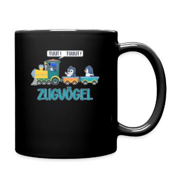 Pinguin Wortspiel Zugvögel Zug Lustiger Spruch - Tasse einfarbig - Schwarz - Rechts