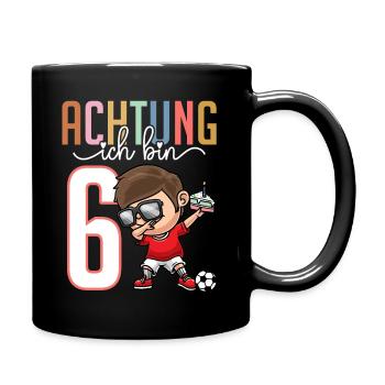 Sechster 6. Geburtstag Junge 6 Jahre Fussballer - Tasse einfarbig - Schwarz - Rechts