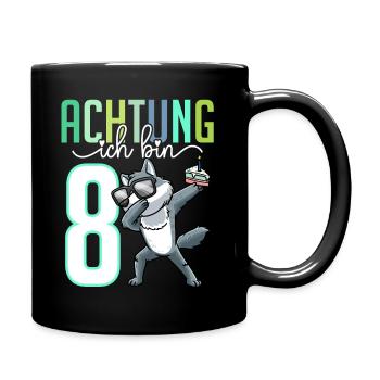 Zum 8. Geburtstag 8 Jahre Wolf Junge Mädchen - Tasse einfarbig - Schwarz - Rechts