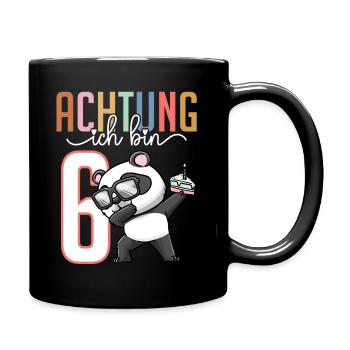 Sechster 6. Geburtstag Junge 6 Jahre Panda - Tasse einfarbig - Schwarz - Rechts