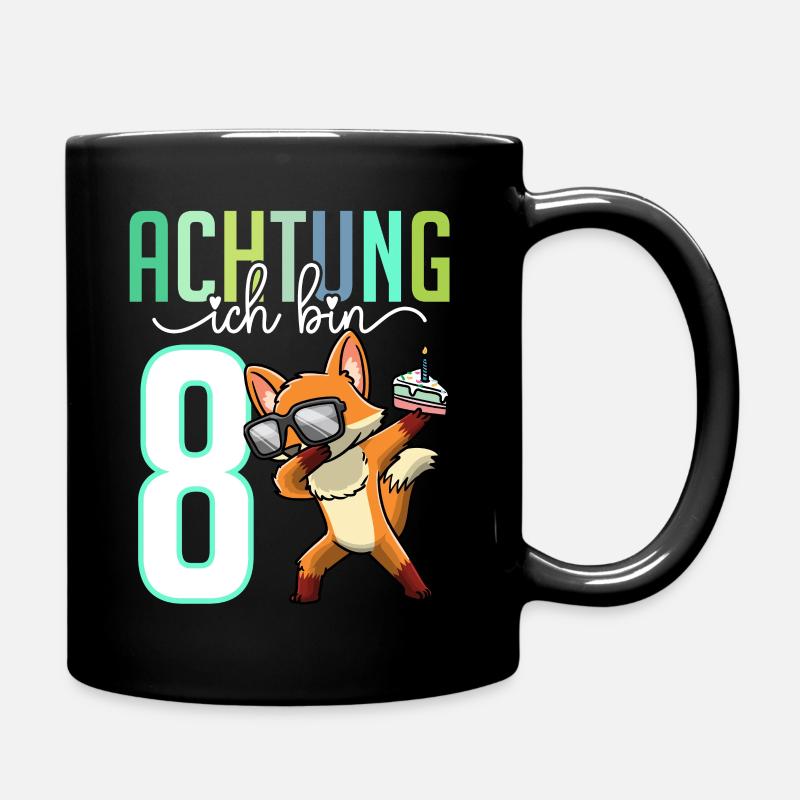 Zum 8. Geburtstag 8 Jahre Fuchs Junge Mädchen - Tasse einfarbig - Schwarz